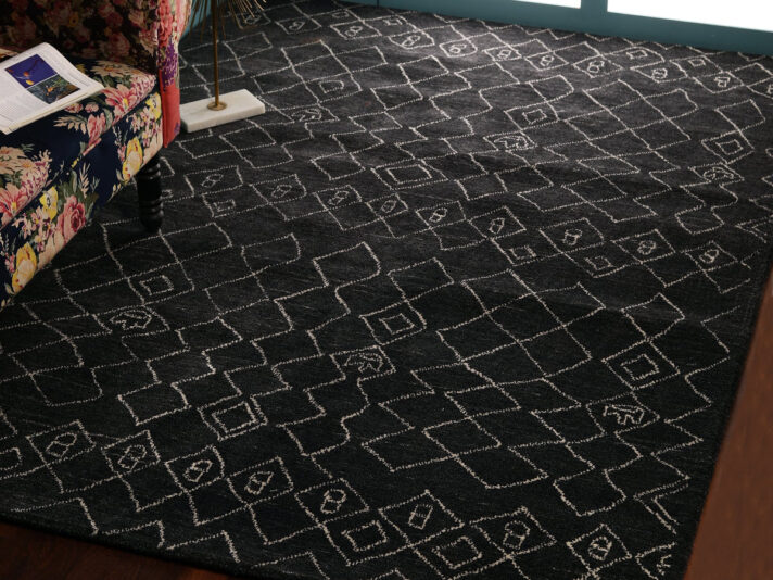 Dark Grey, Rectangle, Moroccan, Tufted Carpet