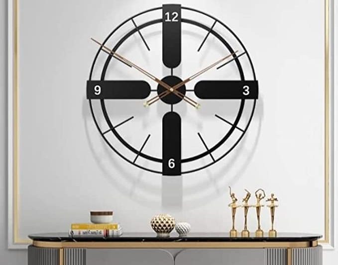 Oaxaca Abstract Classy One Metal Wall Clock with Silent Movement for Living Study Hall Dining and Bedroom (Matte Black, 20 Inches)
