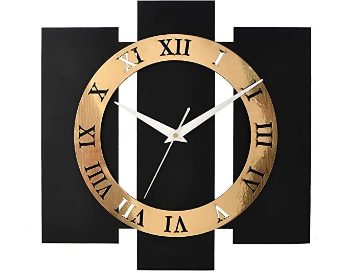 NEELEWALA Wooden Wall Clock for Home Stylish Latest 15 Inch Big Size Silent Decorative Designer Wall Clock for Home/ Living Room/ Bedroom/ Office/ Hall/ Dining Room (15*15 inch)