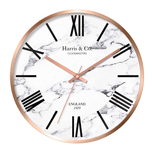 Harris & Co. Clockmasters Metal Wall Clock (12 inch, White)