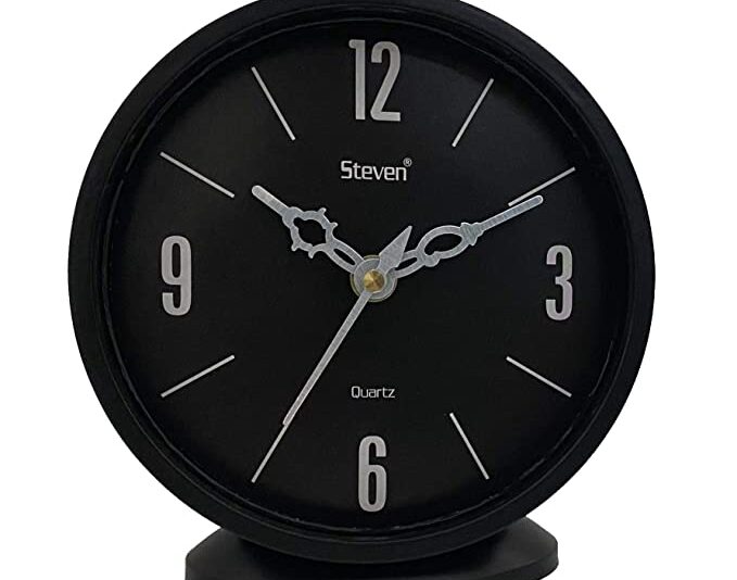 Table Clock Clock by STEVEN Quartz LLP, Size Small 5 INCH Model NO.501 (Black)