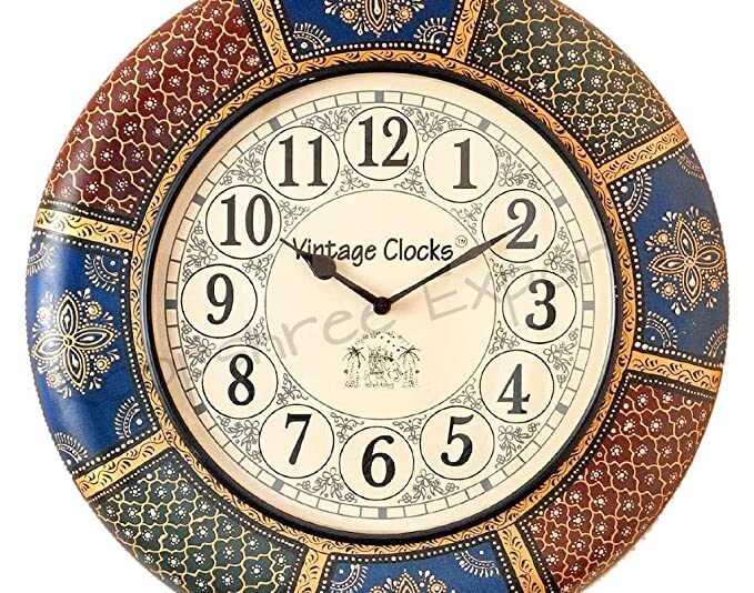 Vintage Clock Wooden Hand-Crafted Wall Clock / 1 Year Warranty / 16 Inches (40 CM's)