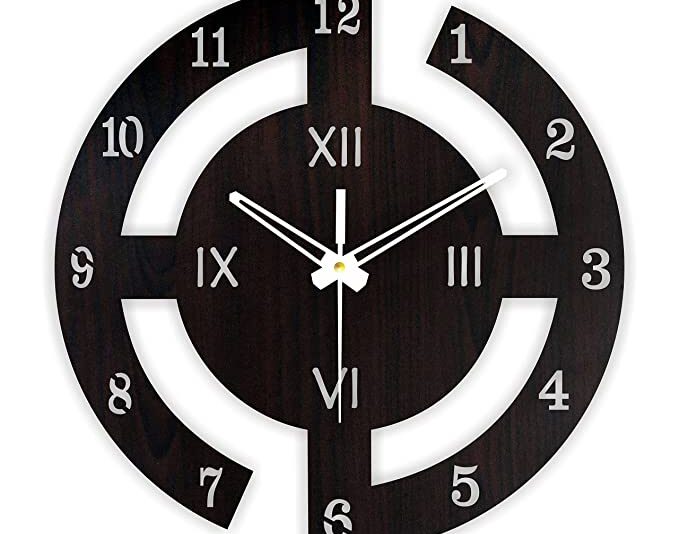 SANDROSE Analog Designer Wooden Wall Clock for Living Room/Home Décor/Bed Room/ Home/Office/Kids Room/Guest Room-Without Glass (710) (Style - 710)