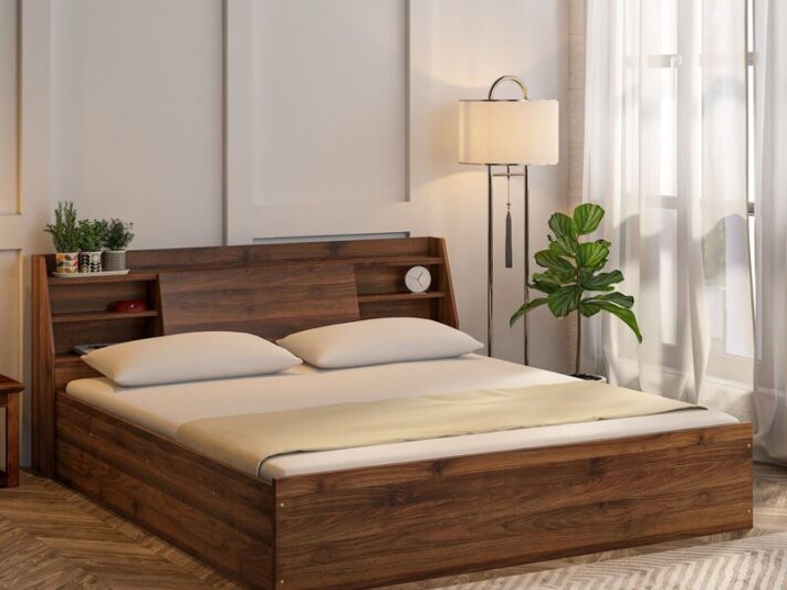 Akasuki King Size Bed In Walnut Finish