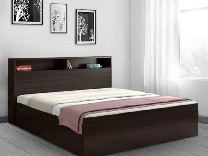Alex King Size Bed with Storage in Dark Walnut Finish