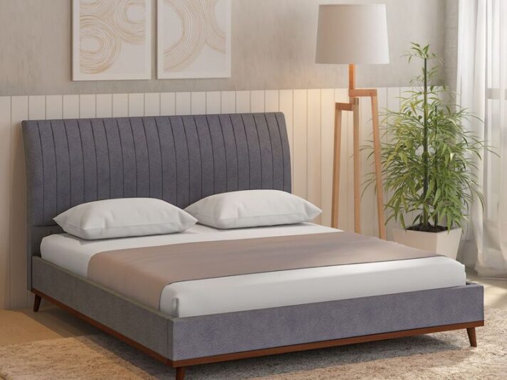Alonso Upholstered Queen Size Bed in Dark Grey Colour