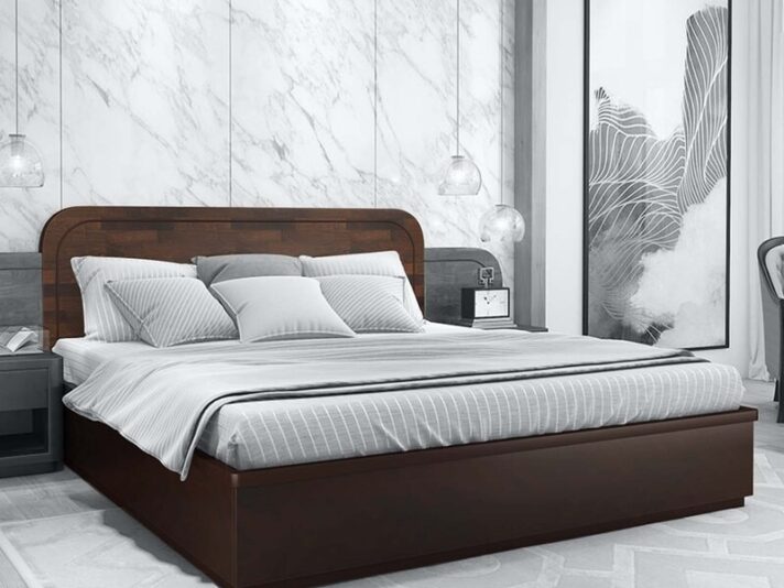 Bolton Queen Size Bed with Hydraulic Storage In Brown Finish