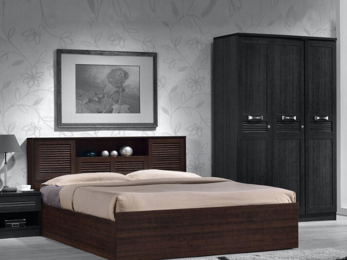 Bolton Queen Size Bed with Hydraulic Storage in Wenge Finish