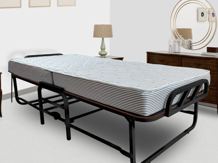 Freddie Roll-Away Single Bed with 6 inch Thick Foam Mattress in Black Finish