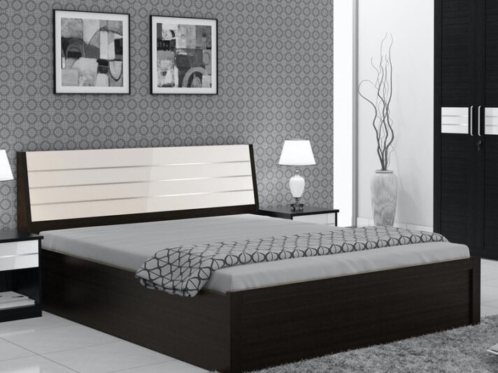 Kosmo Viva Queen Size Bed with Hydraulic Storage Natural Wenge finish