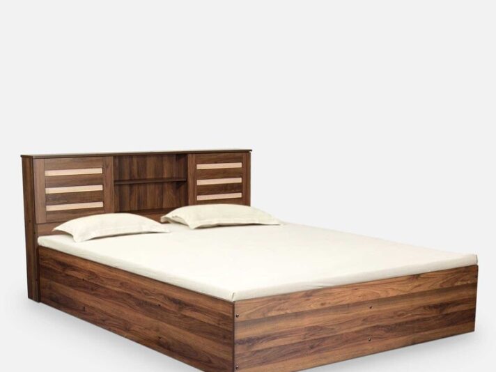 Waltz Queen Bed With Box Storge In Walnut Finish