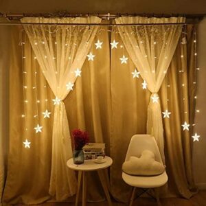 Infiprises 136 Led 16 Star Curtain Lights, Fairy Lights with 8 Flashing Modes for Home Decoration, Lights, Decorative Lights, Diwali Lights, Decoration Lights, String Lights, Christmas (Warm White)