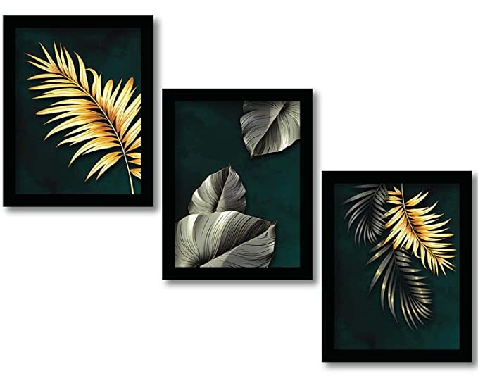Palak's Decor Modern Art Framed Wall Posters / Paintings for Living room Bedroom Office Wall Decor - Wall Paintings - Painting for Living Room ( 11x14 inch ) Set of 3