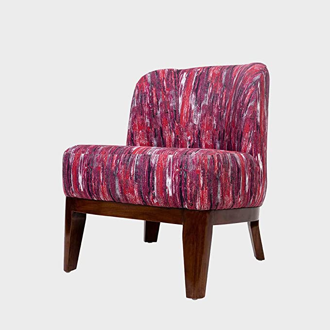 Timberly Upholstered Printed Single Seater Sofa Chair with Matching Cushion, Rest Chair for Living Room, Bedroom, Hall, Lounge and Balcony, Teak Wood, Fabric (Red) - Image 6