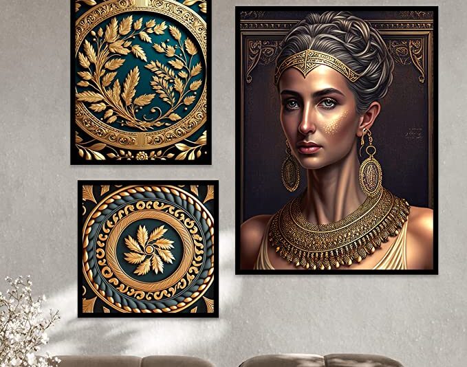 KOTART Modern Wall Art Framed Painting for Wall Decoration - Wall Paintings for Living Room, Bedroom Combo50 (Black, Framed) Set of 3